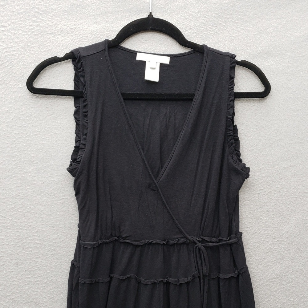 Design History Size M Sleeveless Wrap Top Black Vacation Travel Casual Resort